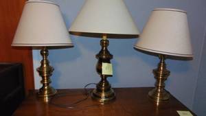 lot 81 image: Set of 3 Brass Lamps