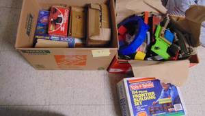 lot 97 image: Puzzles, Games, Plastic Train Set and New in Box Building Blocks