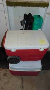 lot 104 image: 2 - Coolers and 2 - Fold up Chairs