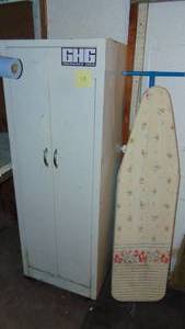 lot 115 image: Tall Metal Cabinet and Ironing Board