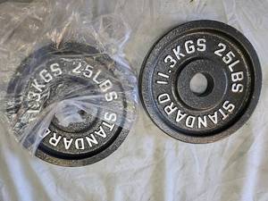 lot 57 image: Lot of a Pair of 25LB 2-Inch Weight Plates (New)