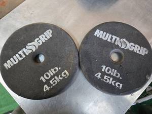 lot 62 image: A Pair of 10 LB One inch weight Plates (Used)