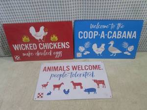 lot 108 image: (EC1) 3 Tin Signs 11 x 7 Each...