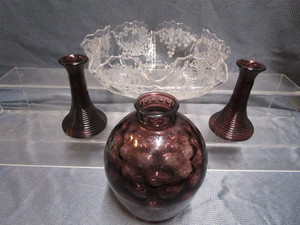 lot 85 image: Etched Bowl, Vases