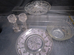 lot 150 image: Sandwich Glass, Candle Holders