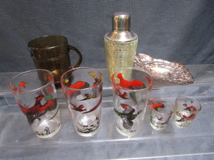 lot 189 image: Pheasant Glasses, Shaker, Nut Dish