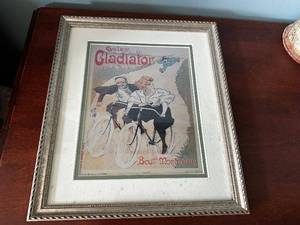 lot 96 image: Framed Cycles Gladiator Vintage Cycling Advertisement Print