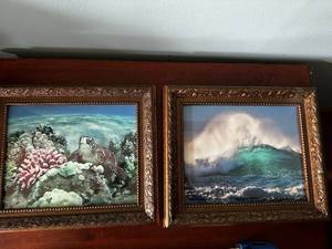 lot 97 image: Set of 2 Framed Ocean Photography Prints with Decorative Frames