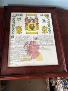 lot 98 image: Framed MacDonald Family Crest and History Poster