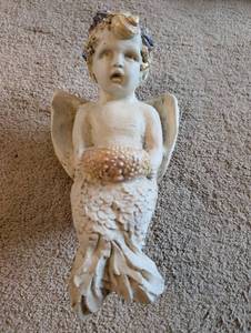 lot 236 image: Vintage Angelic Cherub Mermaid Garden Statue
