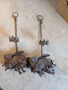 lot 240 image: Pair of Vintage Petites Choses Cast Iron Rabbit Candle Holders