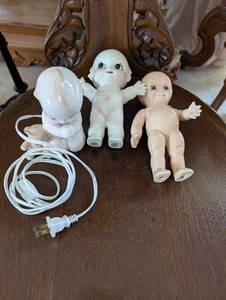 lot 250 image: Set of 3 Porcelain Kewpie Dolls, One with Nightlight