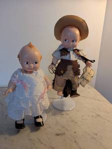 lot 251 image: Set of 2 Kewpie Dolls in Vintage Western and Southern Belle Outfits