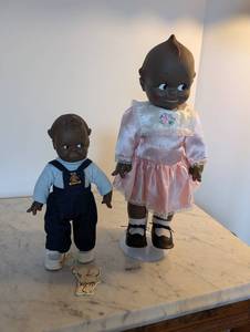 lot 266 image: Set of 2 Kewpie Dolls in Vintage Outfits