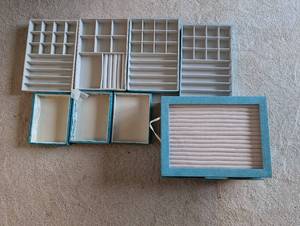 lot 269 image: WOLF Jewelry Organizer Set with Storage Trays and Mirror