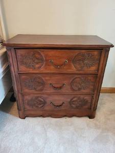 lot 310 image: Antique Wooden Dresser with Intricate Carved Details