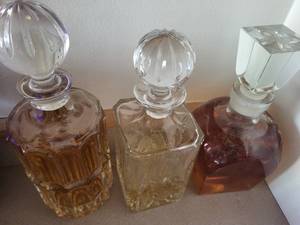 lot 358 image: Set of 3 Vintage Glass Decanters with Stoppers
