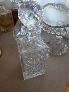 lot 359 image: Crystal Decanter Set with Matching Compote Dish