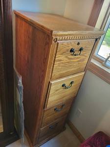 lot 365 image: Oak Wooden File Cabinet with 4 Drawers
