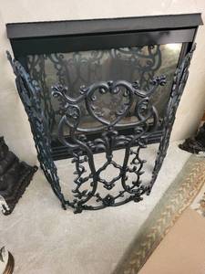 lot 377 image: Wrought Iron Fireplace Screen with Ornate Detailing