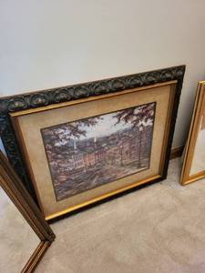 lot 492 image: Framed Vintage Artwork of Historic Town Scene