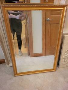 lot 497 image: Large Rectangular Ornate Gold Framed Mirror