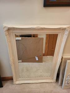 lot 498 image: Vintage Ornate Off-White Framed Mirror