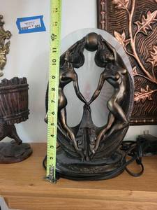 lot 28 image: Vintage Art Deco Style Double Dancer Table Lamp with Fiber Optic Light