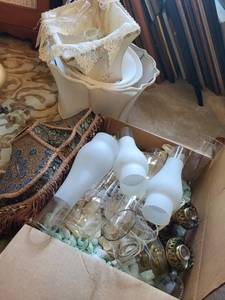 lot 575 image: Collection of Assorted Lampshades and Lamp Parts