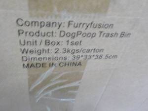 lot 92 image: Furry Fusion Dog Poop Trash Bin Kit...