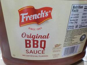 lot 128 image: 2 gallon Jugs Frenchs BBQ Sauce...