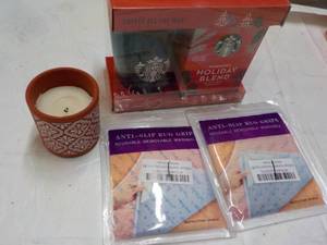 lot 166 image: Starbucks, Candle, and Rug Grips in...