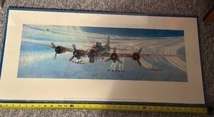 lot 34 image: Framed Aviation Artwork Featuring B-17 Bomber