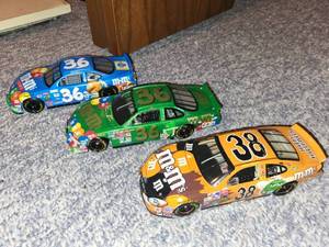 lot 48 image: Set of 3 Die-Cast M&Ms Racing Cars - 36, 36, and 38