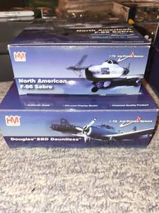lot 65 image: Set of 2 Vintage Die-Cast Model Airplanes North American F-86 Sabre & Douglas SBD Dauntless