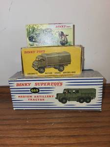 lot 95 image: Collection of 3 Vintage Dinky Toys Military Vehicles with Original Boxes