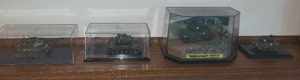 lot 100 image: Set of 4 Die-Cast Military Tank Models with Display Cases