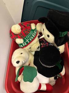 lot 166 image: Collection of Vintage 1988 Christmas Plush Polar Bears and Snowman
