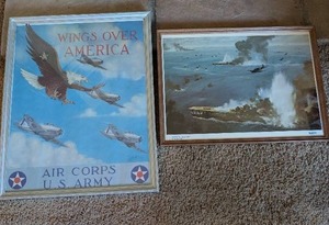 lot 182 image: Pair of Framed Vintage Military Aviation Prints