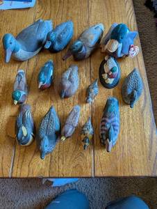 lot 188 image: Collection of 13 Carved Wooden Duck Figurines