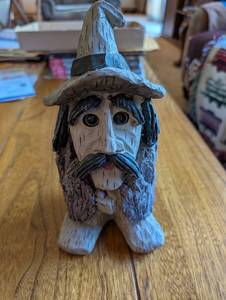 lot 194 image: Hand-Carved Wooden Wizard Statue