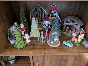 lot 210 image: Assorted Christmas Decor with Nutcracker, Trees, and Nativity Set