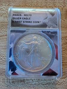 lot 245 image: 2023 ANACS MS70 Silver Eagle First Strike Coin