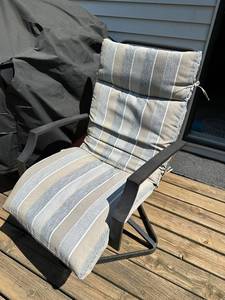 lot 249 image: Striped Outdoor Patio Rocking Chair with Metal Frame