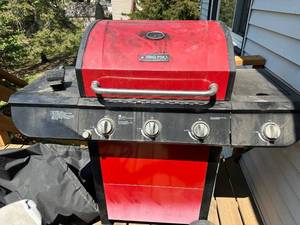 lot 250 image: BBQ-Pro Red 4-Burner Gas Grill with Cover