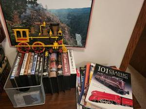 lot 265 image: Lot of Train Books, Magazines, VHS Tapes, and Model Train