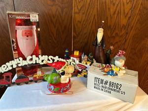 lot 272 image: Collection of Christmas Decorations Including Santa Figurines and M&M Ornaments