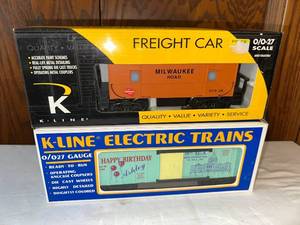 lot 299 image: K-Line Milwaukee Road and Happy Birthday Caboose Model Trains
