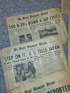 lot 310 image: Collection of St. Paul Pioneer Press WWII Historical Newspapers