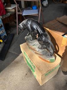 Vintage Panther Figurine Lamp with Wiring and Bulb